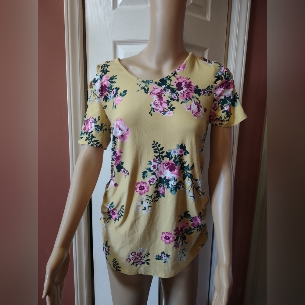 Derek Heart maternity women's size small open sleeve scrunched sides blouse top